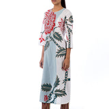 Blue White Applique Embroidered Kurta