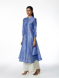 Azure Stripe Shibori Tunic