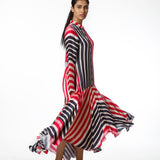 Multi Stripe Printed Asymmetrical Dress