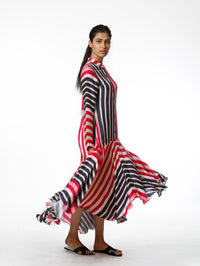 Multi Stripe Printed Asymmetrical Dress