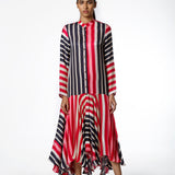 Multi Stripe Printed Asymmetrical Dress