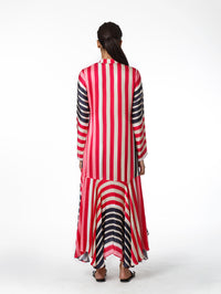 Multi Stripe Printed Asymmetrical Dress