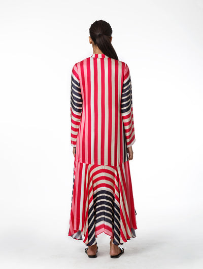 Multi Stripe Printed Asymmetrical Dress