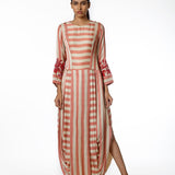 Blush Printed Stripe Dhoti Dress with Applique