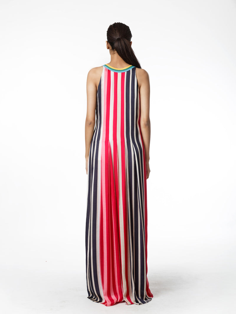 Multi Stripe Long Dress - Swati Vijaivargie