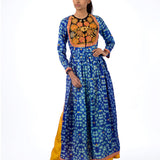 Raas Blue Marodi Embroidered Shibori Kurta Set