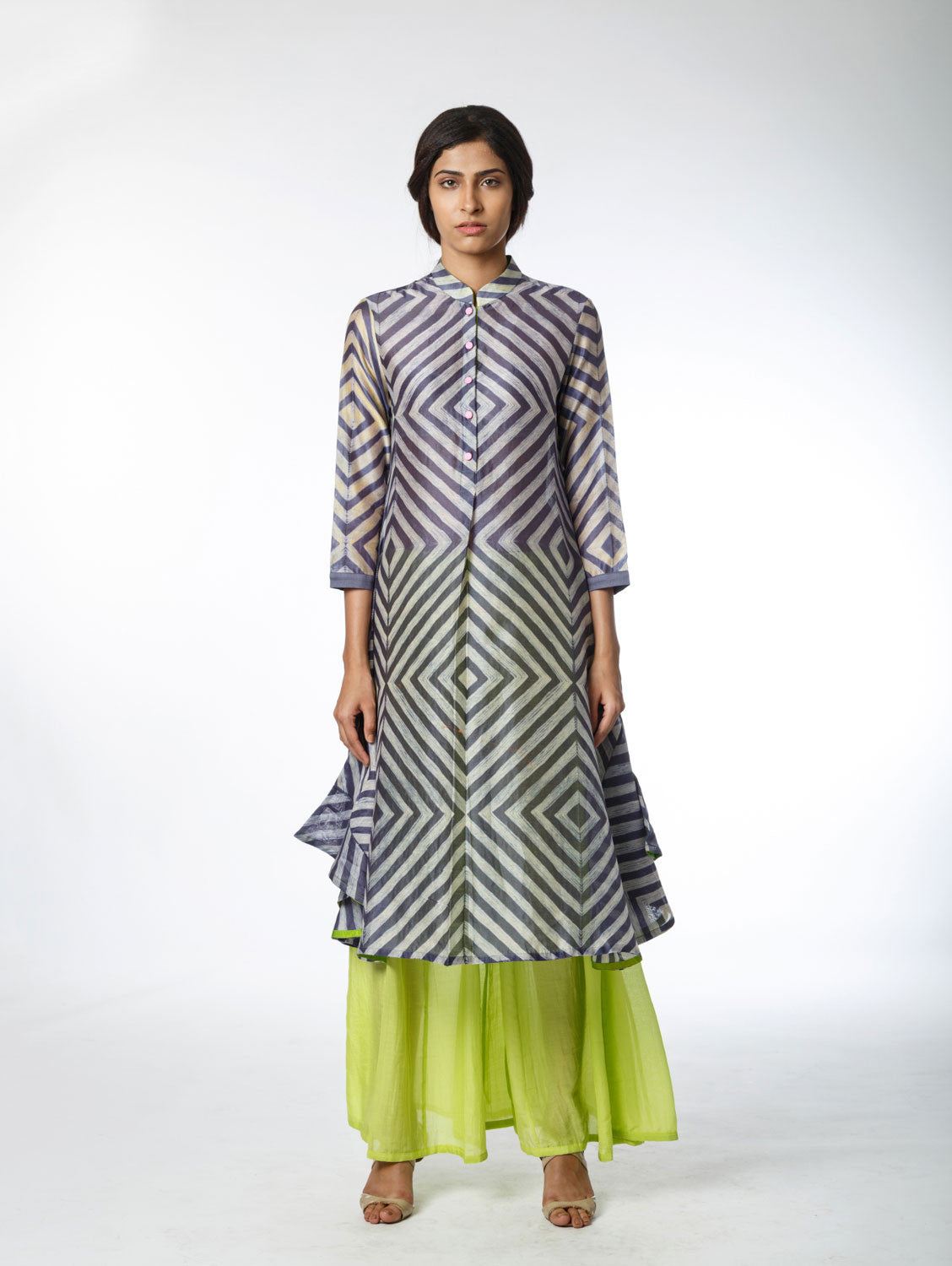 Grey Stripe Shibori Tunic
