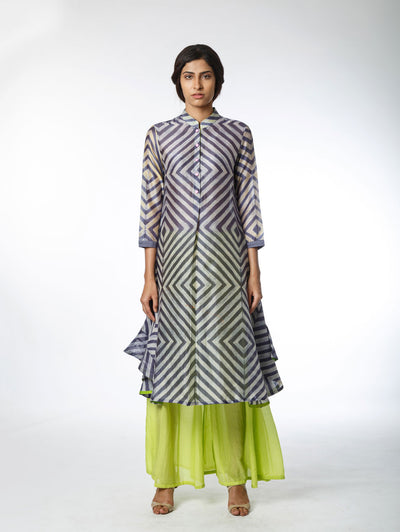 Grey Stripe Shibori Tunic