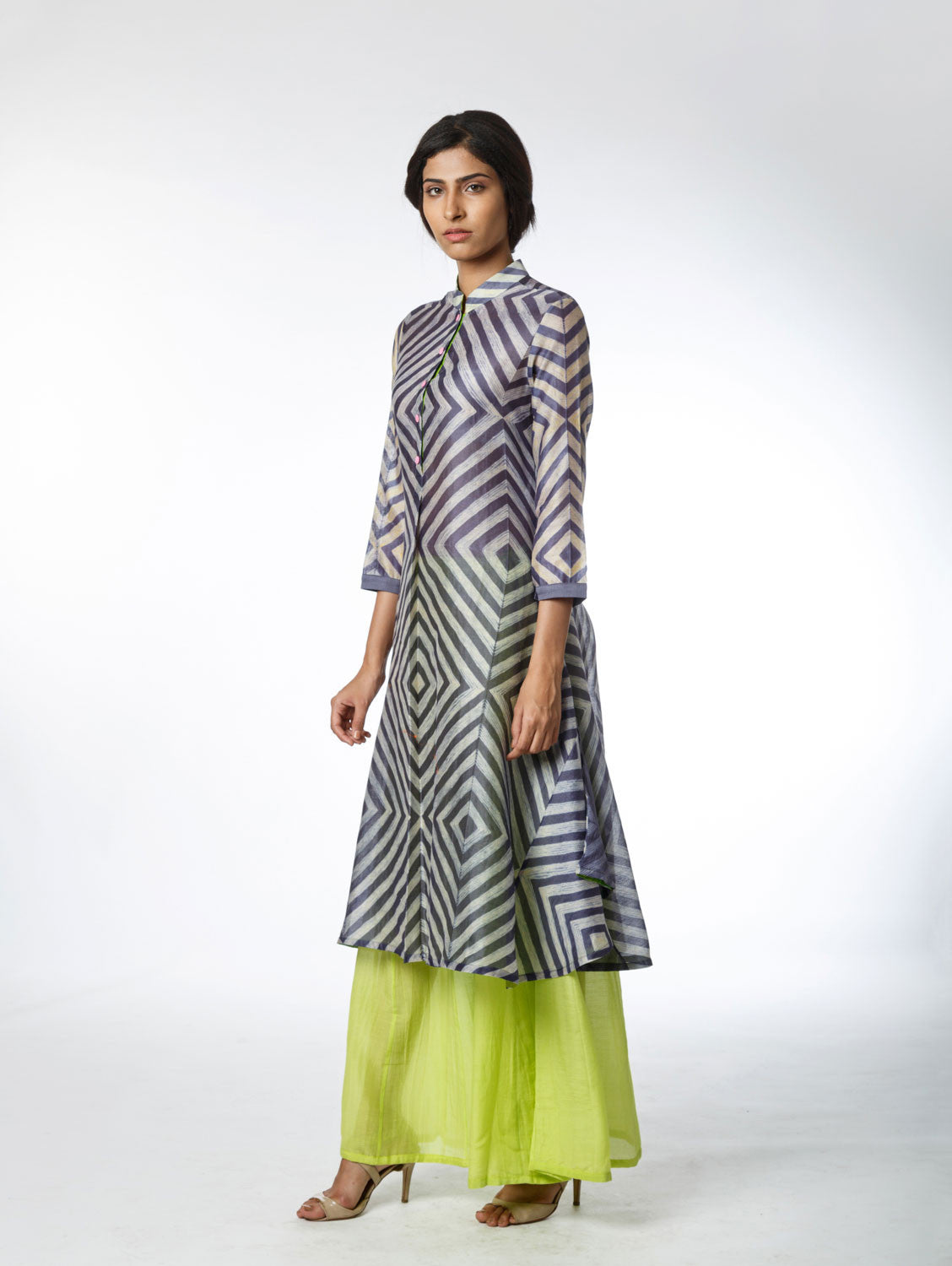 Grey Stripe Shibori Tunic