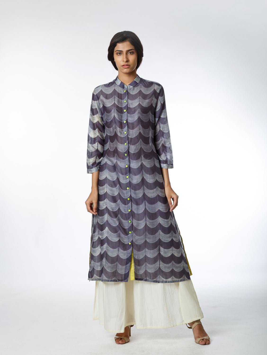 Grey Scallop Shibori Tunic