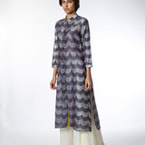 Grey Scallop Shibori Tunic