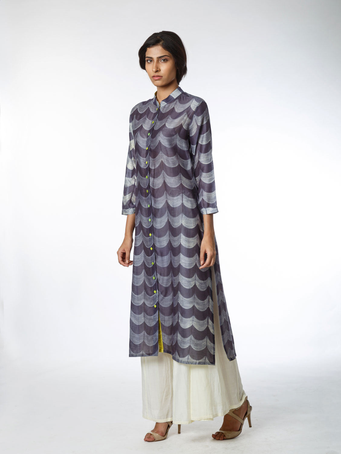 Grey Scallop Shibori Tunic