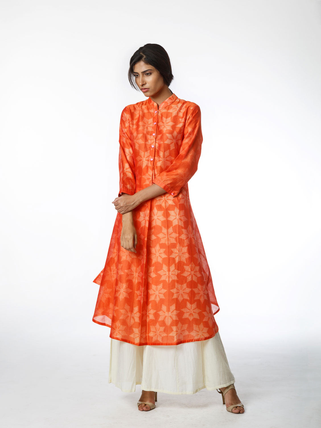Tangerine Floral Shibori Tunic