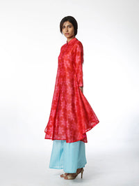 Red Floral Shibori Tunic