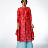 Red Floral Shibori Tunic