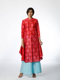Red Floral Shibori Tunic