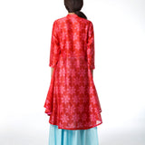Red Floral Shibori Tunic
