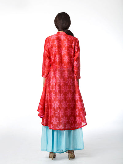 Red Floral Shibori Tunic