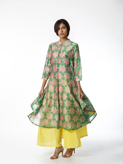 Emerald Floral Shibori Tunic