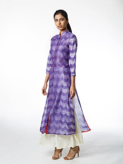 Violet Scallop Shibori Tunic