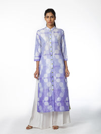 Lilac Floral Scallop Shibori Tunic
