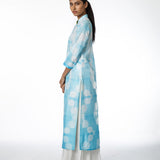 Mint Floral Scallop Shibori Tunic