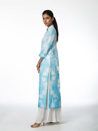 Mint Floral Scallop Shibori Tunic