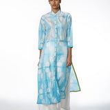 Mint Floral Scallop Shibori Tunic