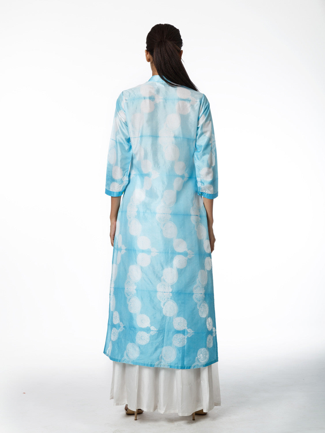 Mint Floral Scallop Shibori Tunic
