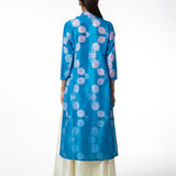 Cyan Floral Scallop Shibori Tunic