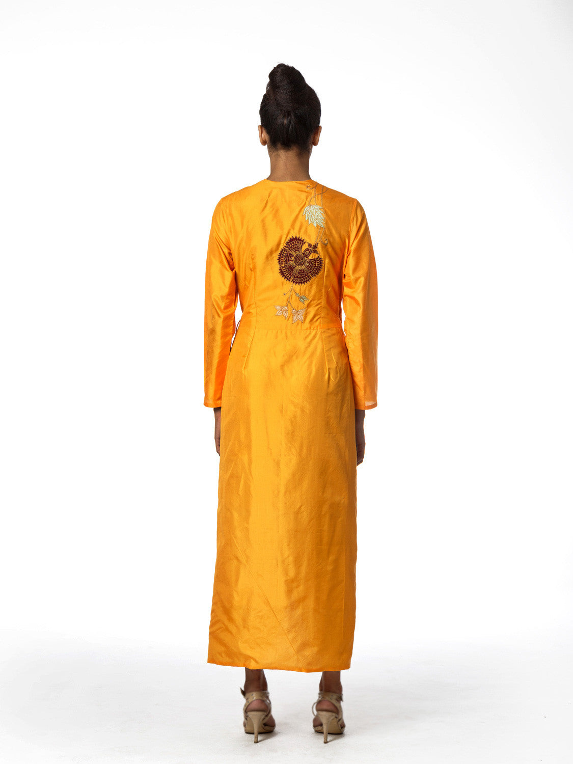 Yellow Raas Applique Embroidered Wrap Dress