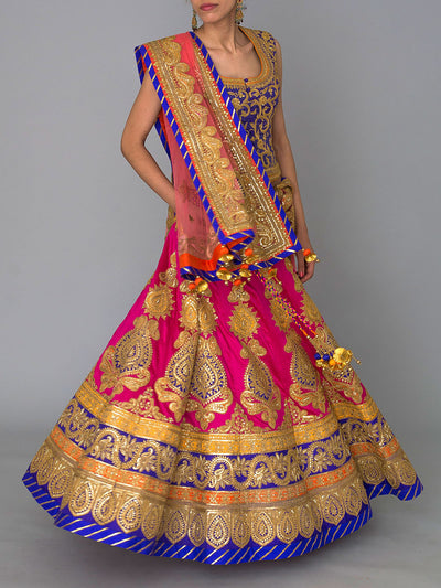 Pink Embroidered Lehenga Set