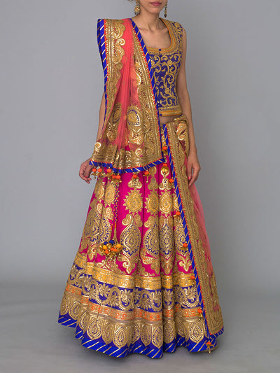Pink Embroidered Lehenga Set