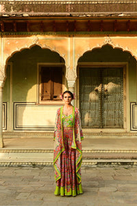 Lata Cape And Crop Top With Pansy Sharara