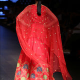 Raas Red Applique Embroidered Lehenga Set With Cape