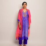 Patang Embroidered Shibori Purple Kurta Set with Buti Dupatta