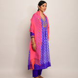 Patang Embroidered Shibori Purple Kurta Set with Buti Dupatta