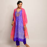 Patang Embroidered Shibori Purple Kurta Set with Buti Dupatta
