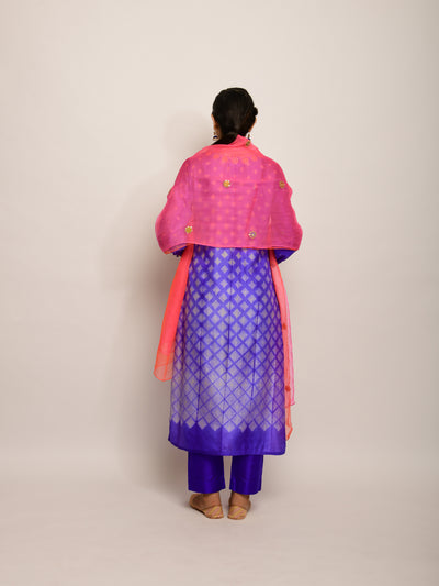 Patang Embroidered Shibori Purple Kurta Set with Buti Dupatta