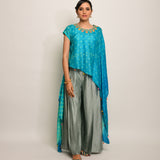 Patang Embroidered Shibori Turquoise Cape