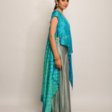 Patang Embroidered Shibori Turquoise Cape