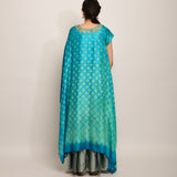 Patang Embroidered Shibori Turquoise Cape