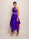 Morbagh Purple Embroided One Shoulder Cape with Pants