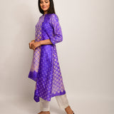 Patang Shibori Purple/Yellow Asymmetrical Tunic