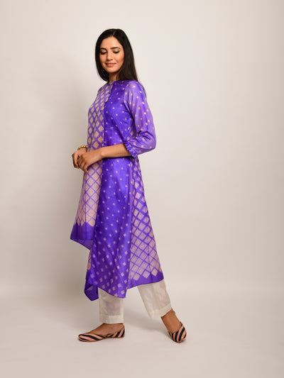 Patang Shibori Purple/Yellow Asymmetrical Tunic