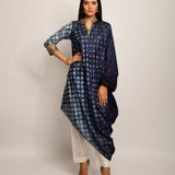 Patang Embroidered Shibori Charcoal Asymmetrical Tunic