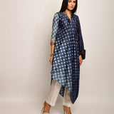 Patang Embroidered Shibori Charcoal Asymmetrical Tunic