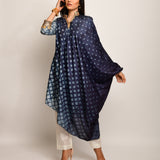 Patang Embroidered Shibori Charcoal Asymmetrical Tunic