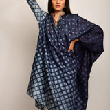 Patang Embroidered Shibori Charcoal Asymmetrical Tunic