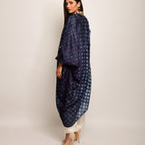 Patang Embroidered Shibori Charcoal Asymmetrical Tunic